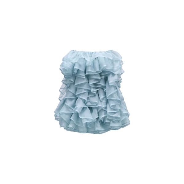 Viktor & Rolf All-Over Volants Organza Mini Dress in Light Blue