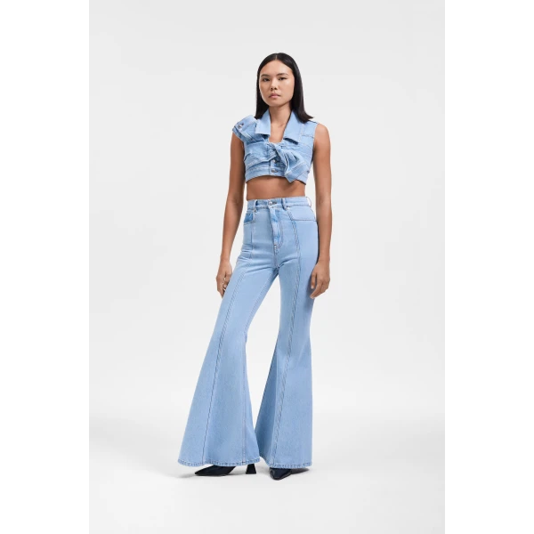 Viktor & Rolf Bootleg Denim Jeans in Light Blue, view 2