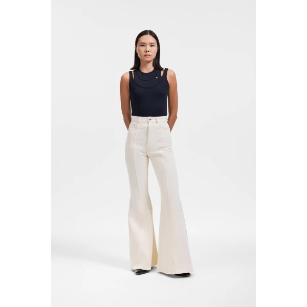 Viktor & Rolf Bootleg Denim Jeans in Off White, view 2