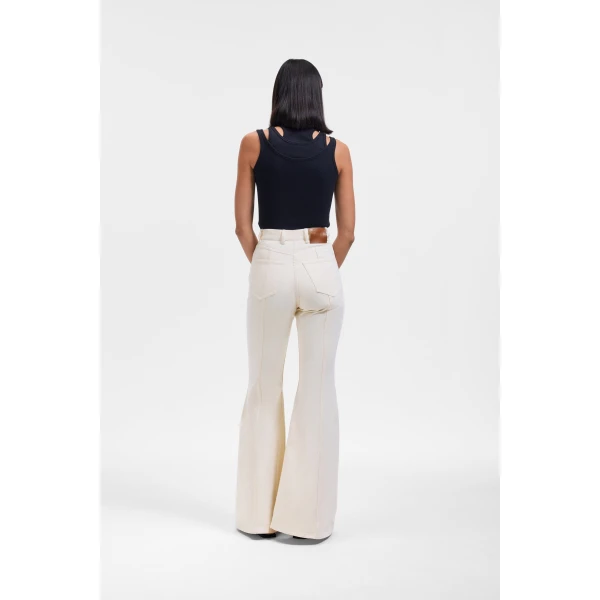 Viktor & Rolf Bootleg Denim Jeans in Off White, view 3