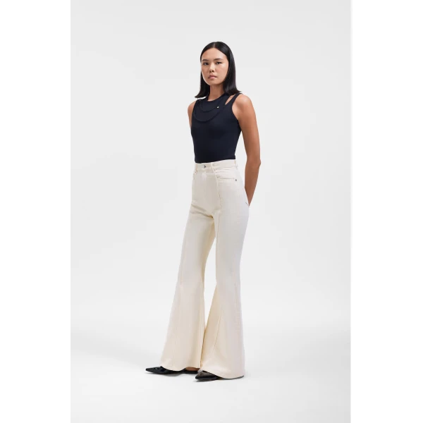 Viktor & Rolf Bootleg Denim Jeans in Off White, view 4