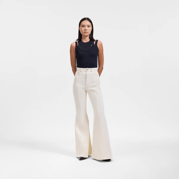 Viktor & Rolf Bootleg Denim Jeans in Off White, view 6