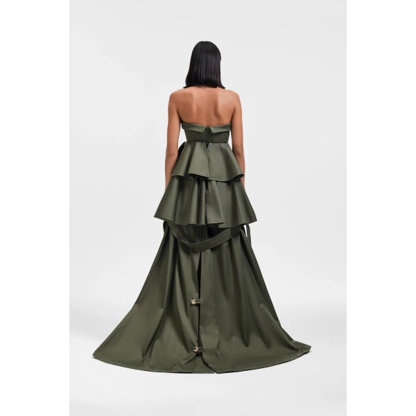 Viktor & Rolf Bow Drape Gabardine Ball Gown in Green, view 3