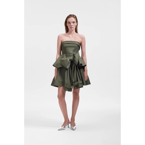 Viktor & Rolf Bow Drape Gabardine Cocktail Dress in Green, view 2