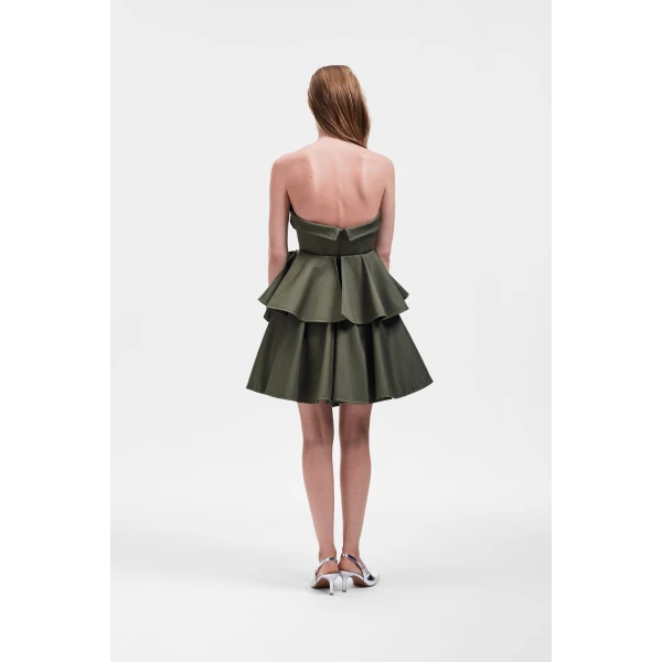 Viktor & Rolf Bow Drape Gabardine Cocktail Dress in Green, view 3
