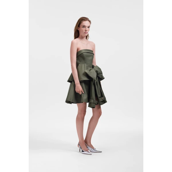 Viktor & Rolf Bow Drape Gabardine Cocktail Dress in Green, view 4