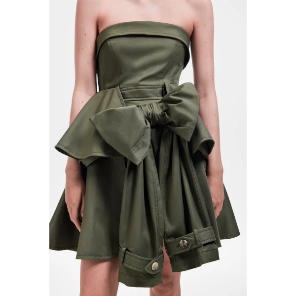 Viktor & Rolf Bow Drape Gabardine Cocktail Dress in Green, view 5