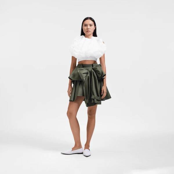 Viktor & Rolf Bow Drape Gabardine Mini Skirt in Green, view 5
