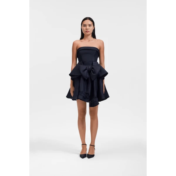 Viktor & Rolf Bow Drape Gazar Cocktail Dress in Black, view 2