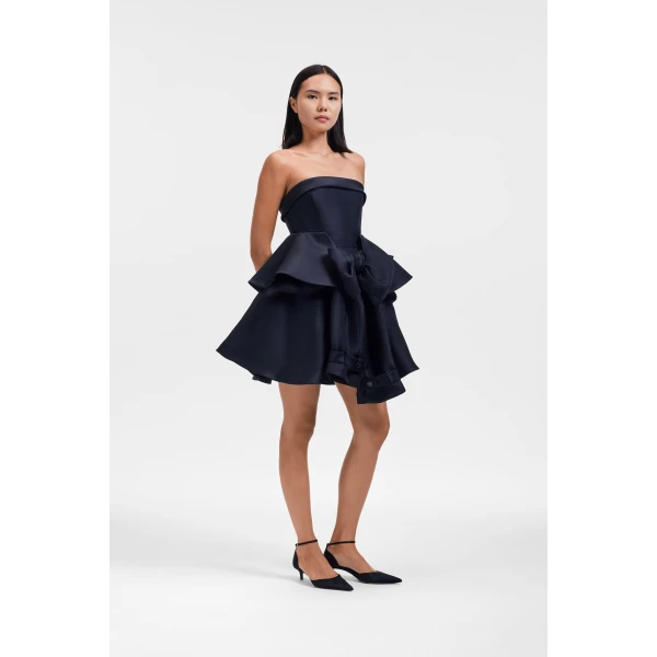 Viktor & Rolf Bow Drape Gazar Cocktail Dress in Black, view 4