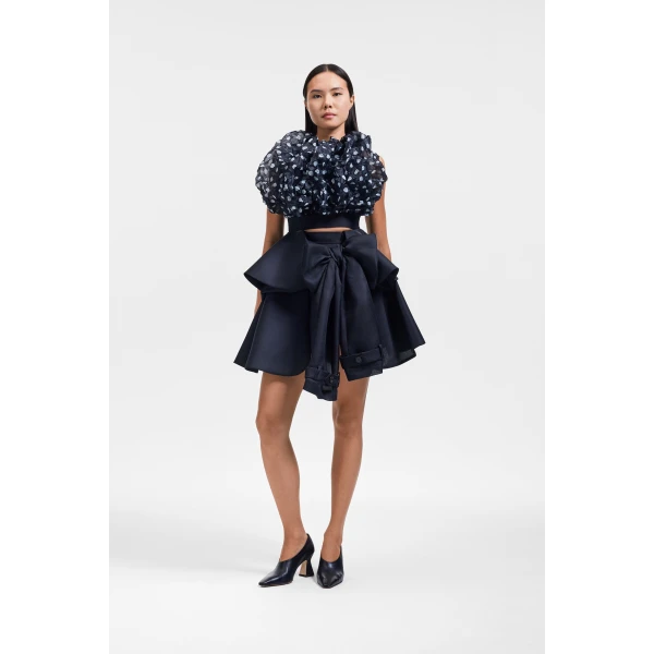 Viktor & Rolf Bow Drape Gazar Mini Skirt in Black, view 2