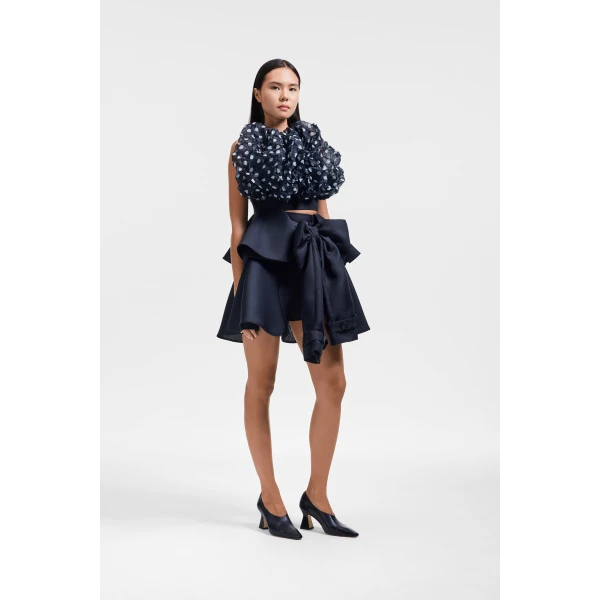 Viktor & Rolf Bow Drape Gazar Mini Skirt in Black, view 4