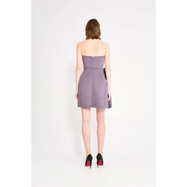 Viktor & Rolf Bow Volant Corset Mini Dress in Purple, view 3