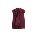 Viktor & Rolf Bow Volant Organza Dress in Burgundy