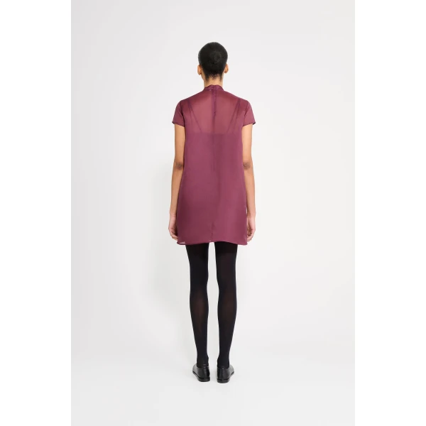 Viktor & Rolf Bow Volant Organza Dress in Burgundy, view 3