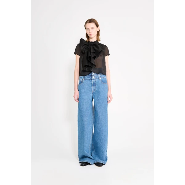 Viktor & Rolf Bow Volant Organza Top in Black, view 2