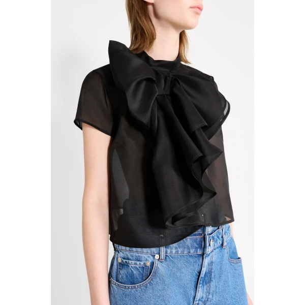 Viktor & Rolf Bow Volant Organza Top in Black, view 4