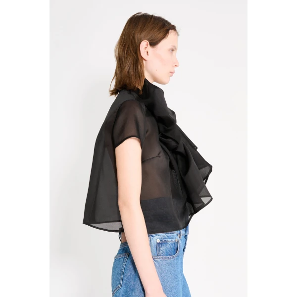 Viktor & Rolf Bow Volant Organza Top in Black, view 5
