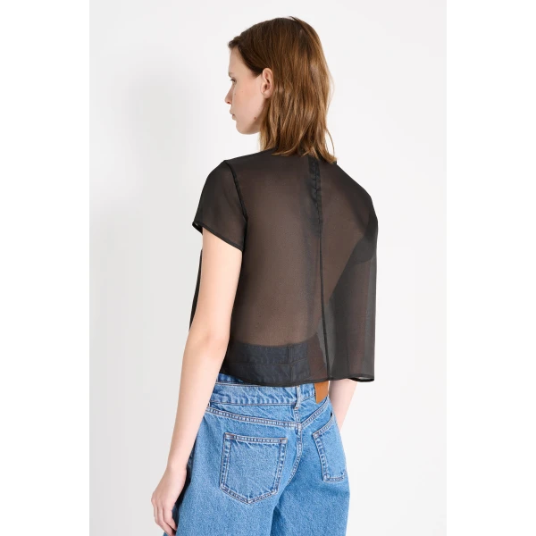Viktor & Rolf Bow Volant Organza Top in Black, view 6