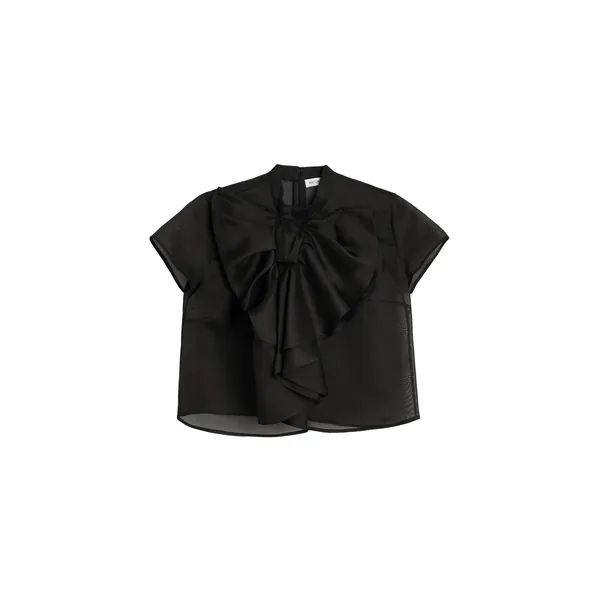Viktor & Rolf Bow Volant Organza Top in Black