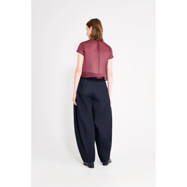 Viktor & Rolf Bow Volant Organza Top in Burgundy, view 3