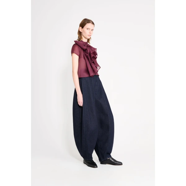 Viktor & Rolf Bow Volant Organza Top in Burgundy, view 4