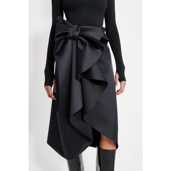 Viktor & Rolf Bow Volant Pencil Skirt in Black, view 5