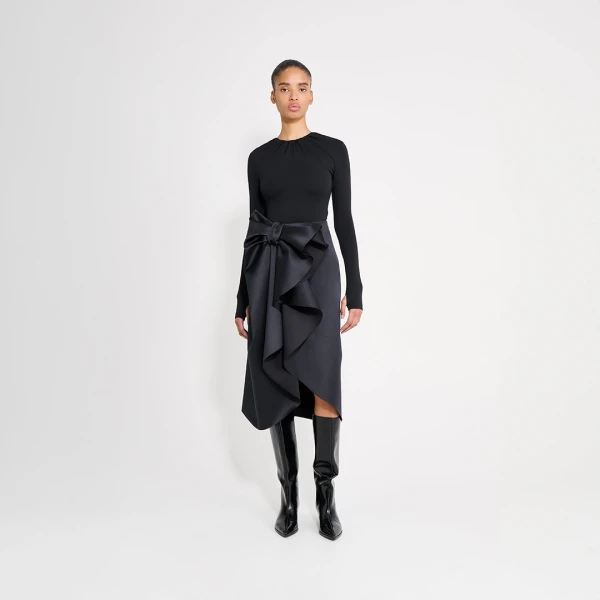 Viktor & Rolf Bow Volant Pencil Skirt in Black, view 6