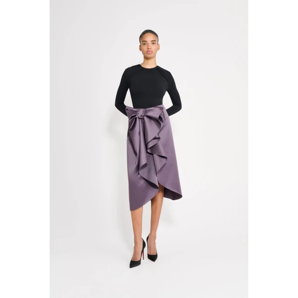 Viktor & Rolf Bow Volant Pencil Skirt in Purple, view 2