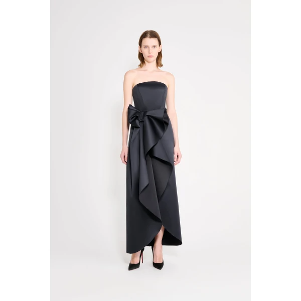 Viktor & Rolf Bow Volant Satin Gown in Black, view 2