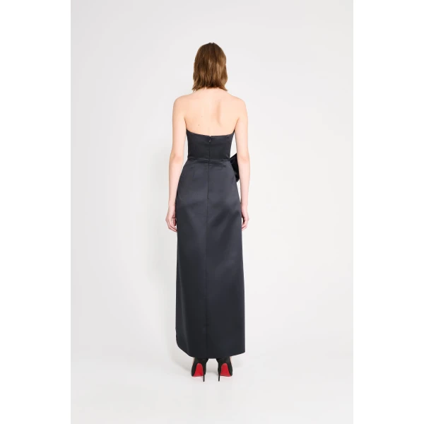 Viktor & Rolf Bow Volant Satin Gown in Black, view 3