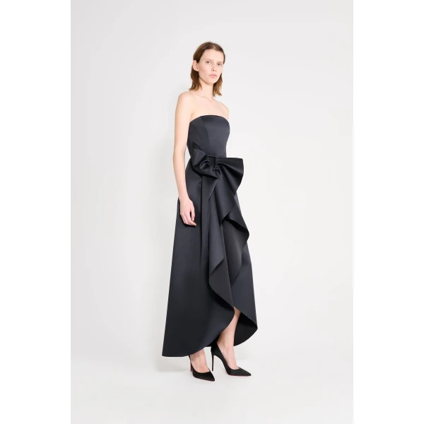 Viktor & Rolf Bow Volant Satin Gown in Black, view 4