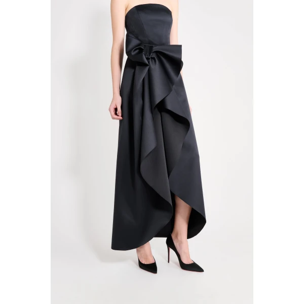 Viktor & Rolf Bow Volant Satin Gown in Black, view 5