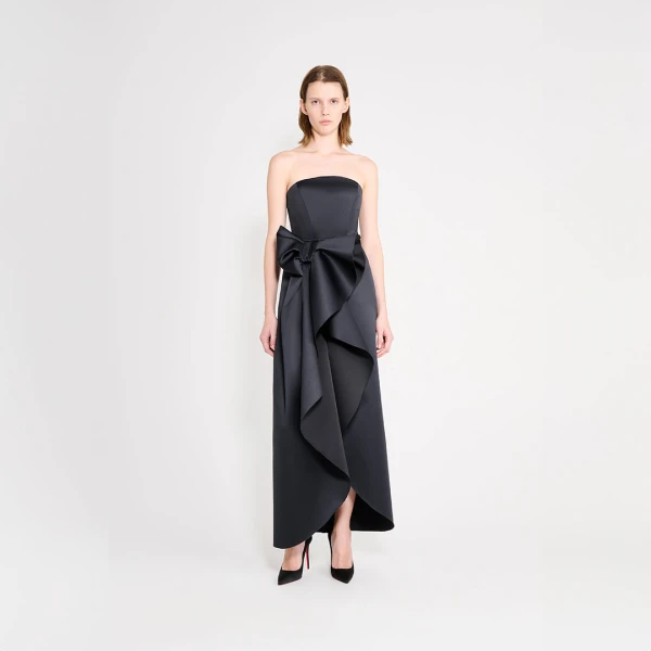 Viktor & Rolf Bow Volant Satin Gown in Black, view 6
