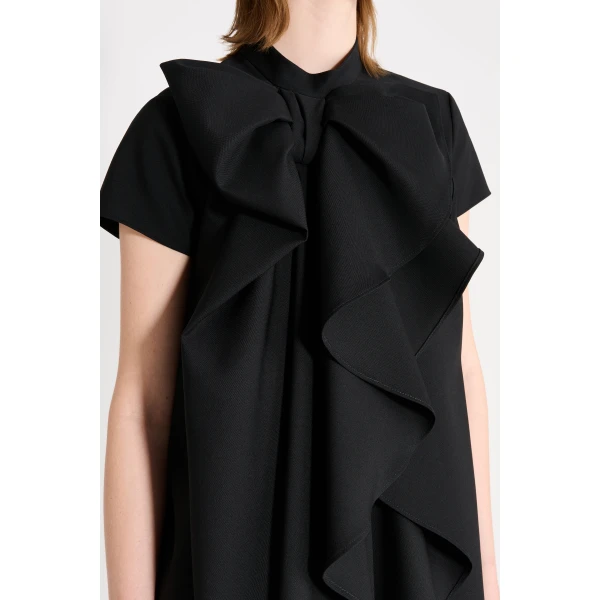 Viktor & Rolf Bow Volant Wool Dress in Black, view 5
