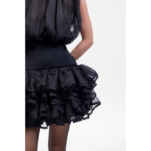 Viktor & Rolf Bubble Volant Silk Dress in Black, view 5