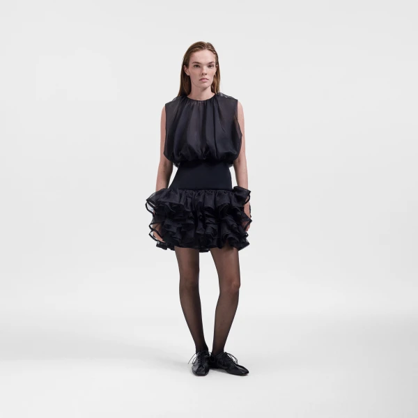 Viktor & Rolf Bubble Volant Silk Dress in Black, view 6