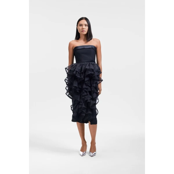 Viktor & Rolf Corset Volant Gown in Black, view 2