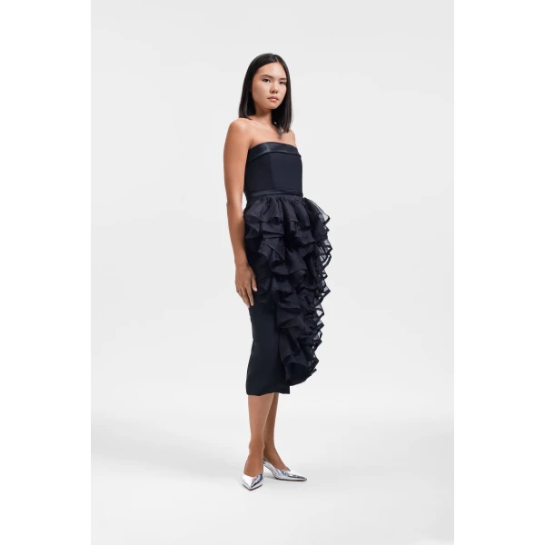 Viktor & Rolf Corset Volant Gown in Black, view 4