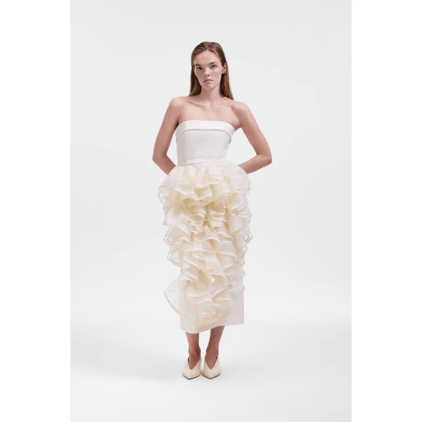 Viktor & Rolf Corset Volant Gown in Off White, view 2