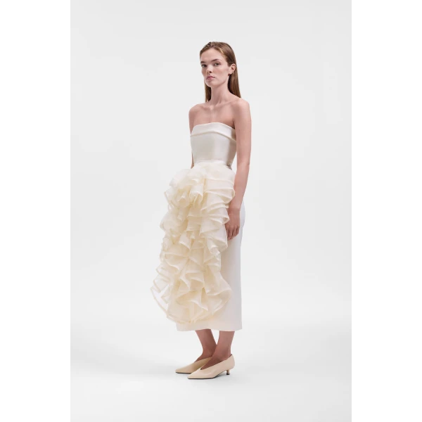 Viktor & Rolf Corset Volant Gown in Off White, view 4