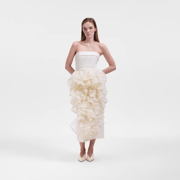 Viktor & Rolf Corset Volant Gown in Off White, view 5