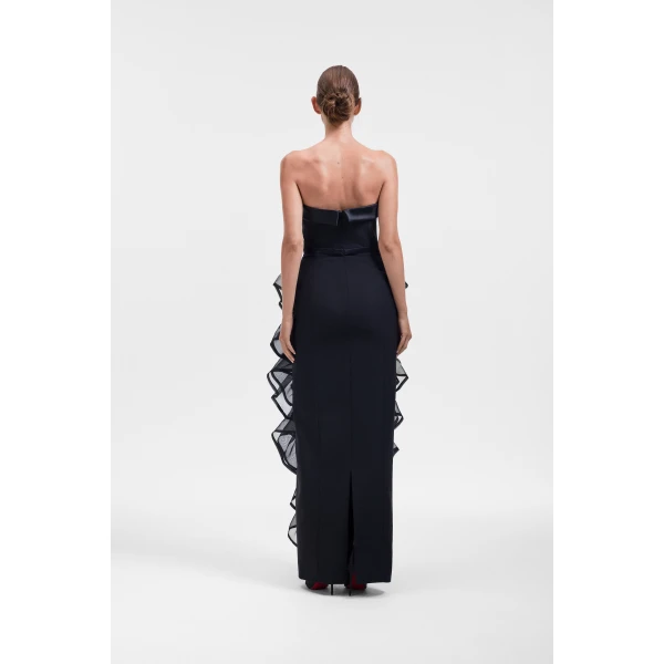 Viktor & Rolf Corset Volant Maxi Gown in Black, view 3