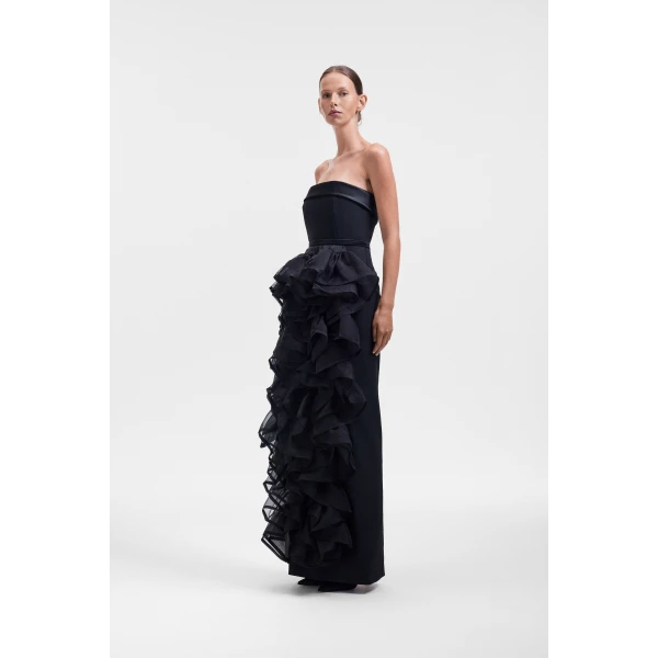 Viktor & Rolf Corset Volant Maxi Gown in Black, view 4