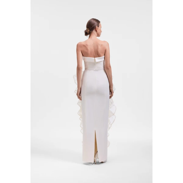 Viktor & Rolf Corset Volant Maxi Gown in Off White, view 3