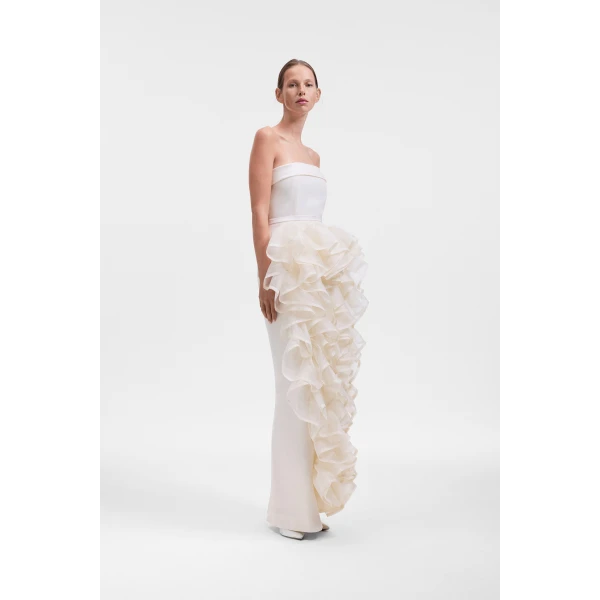 Viktor & Rolf Corset Volant Maxi Gown in Off White, view 4