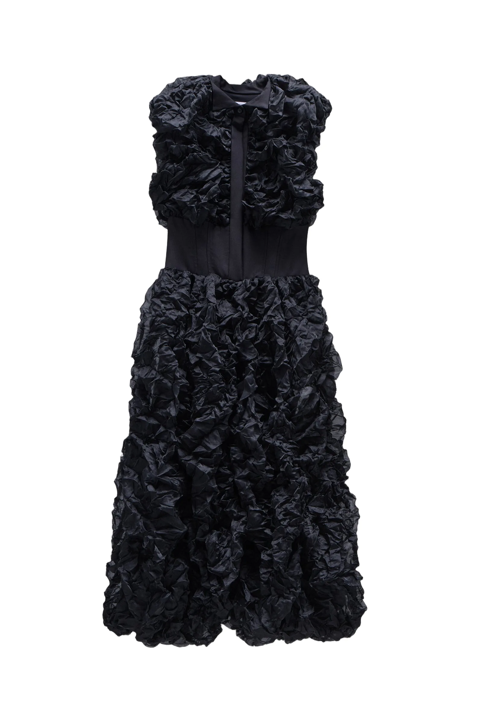 Viktor & Rolf Cotton Crinkle Maxi Dress in Black