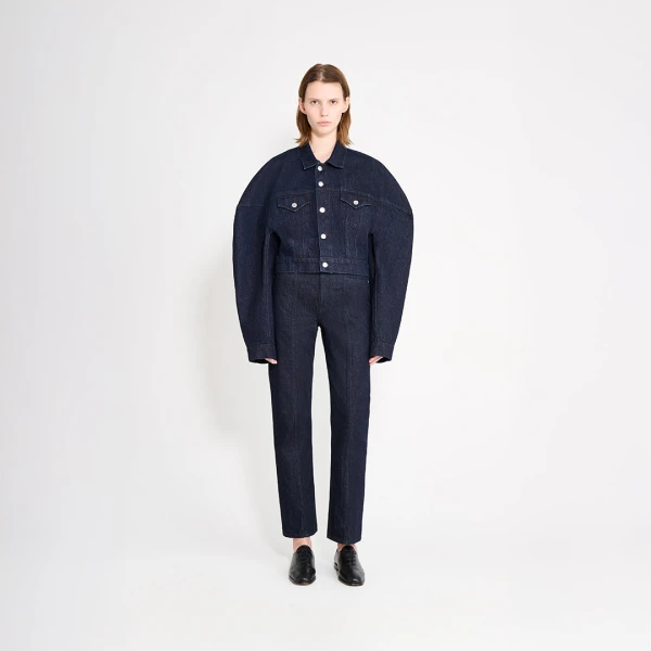 Viktor & Rolf Couture Square Shoulder Denim Jacket in Dark Blue, view 5