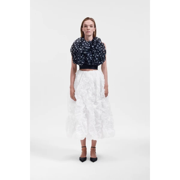 Viktor & Rolf Crinkle Organza Skirt in White, view 2