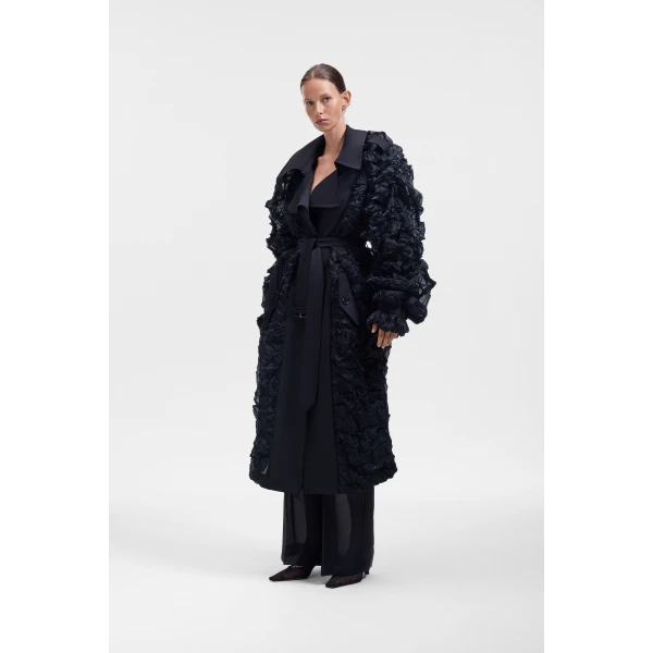 Viktor & Rolf Crinkle Trench in Black Coat, view 4